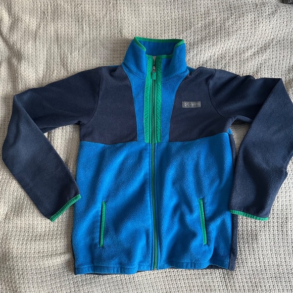 Columbia Back Bowl Full-Zip Fleece Boys Collegiate/Bright Indigo/Green XL(16) - Picture 3 of 6